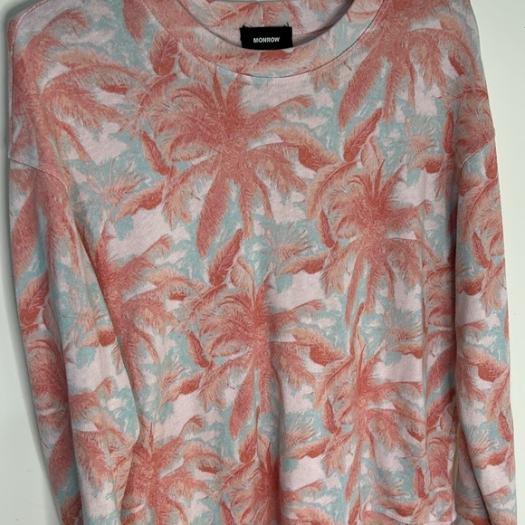 MONROW Tropical Palm Print Sweatshirt Size Small - Picture 13 of 16